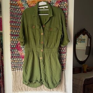 Green Button-Up Romper